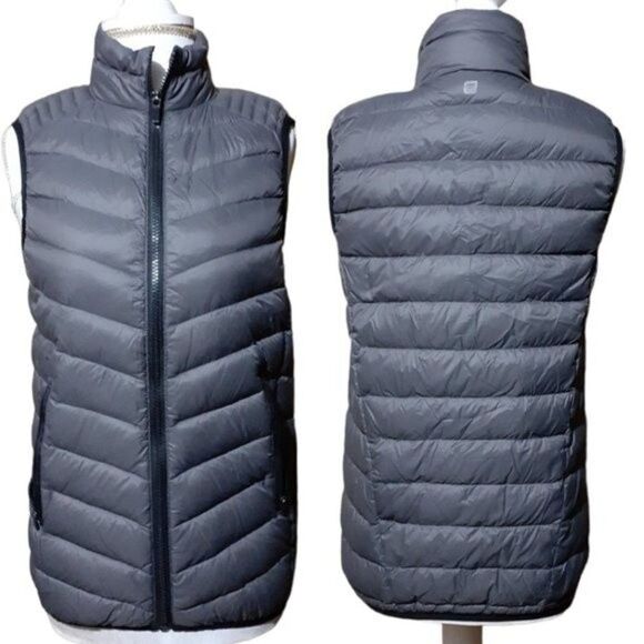 Fabletics Women's Grey Puffer Vest Down Feathers Filled  Size Small - Picture 1 of 8